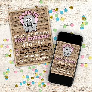 Fun Custom Girl's First Birthday Celebration Party Invitation