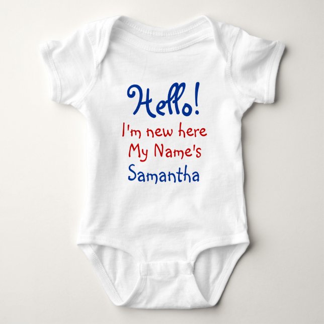 Fun custom hello add your name baby bodysuit (Front)