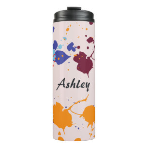 Fun Custom Name Colourful Paint Drips Thermal Tumbler