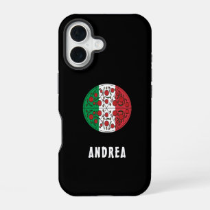 Fun Custom Name Italy Italian Flag Pepperoni Pizza iPhone 16 Case