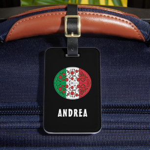 Fun Custom Name Italy Italian Flag Pepperoni Pizza Luggage Tag