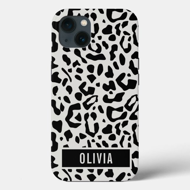 Fun Custom Name Snow Leopard Animal Print Pattern Case-Mate iPhone Case (Back)