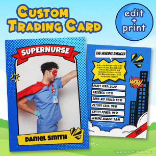 Fun Custom Nurse Trading Card for Nurse Gift Comic