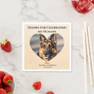 Fun Custom Pet Dog Heart Frame Thank You Wedding Napkin