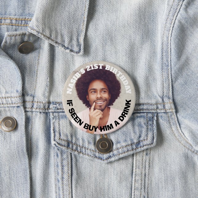 Fun Custom Photo Birthday Party Favor 7.5 Cm Round Badge (In Situ)