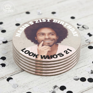 Fun Custom Photo Birthday Party Favour Round Paper Coaster