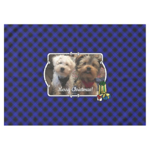Fun Custom Photo Frame Classic Blue & Black Plaid Tablecloth