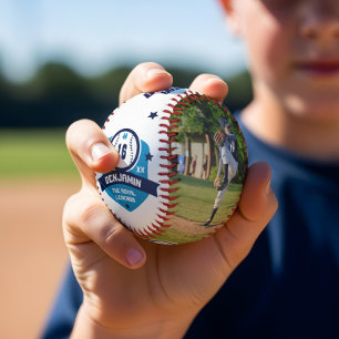 Fun Custom Player Name & Number Two Photo Sporty Baseball