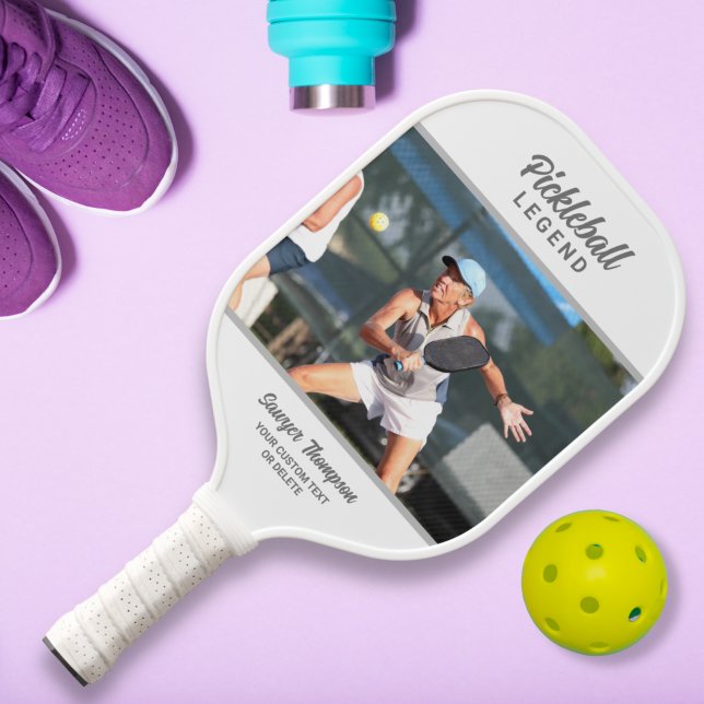 Fun Custom Text and Photo White Personalised Pickleball Paddle (Creator Uploaded)