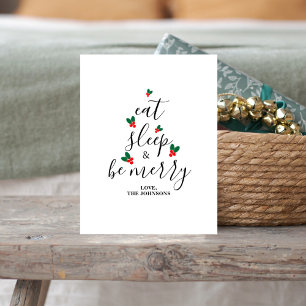 Fun Custom Text Chic Minimalist Christmas Tree Holiday Postcard