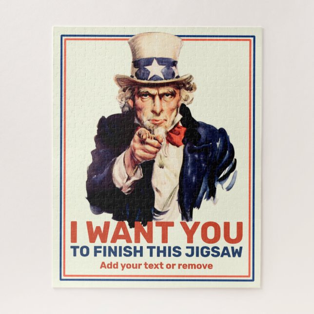 Fun custom text, Uncle Sam "I want You" poster, Jigsaw Puzzle (Vertical)