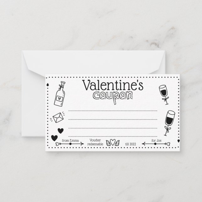 Fun custom Valentine / Anniversary Couple Coupons Card (Front)