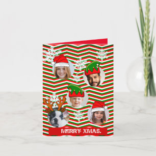 Fun custom Xmas hats photo in hole  Invitation