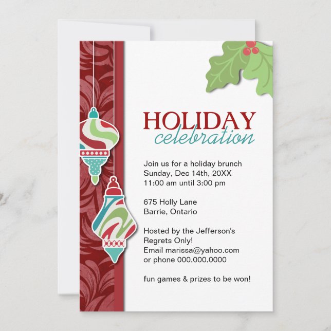 Fun Customisable Holiday Party Invitation (Front)