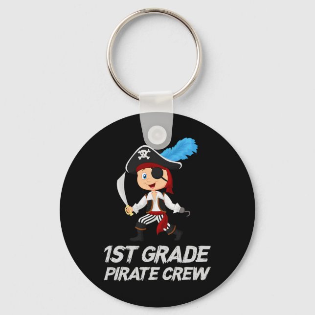 Fun Cute 1st Grade Pirate Halloween  Key Ring (Front)