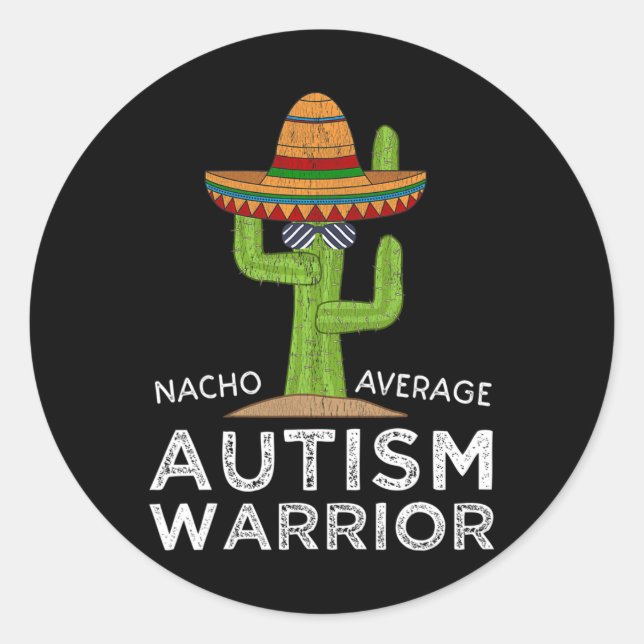 Fun Cute Autistic Support Fun Autism Warrior Aware Classic Round Sticker (Front)