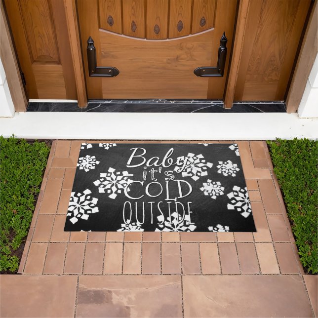 Fun Cute Baby Its Cold Outside Chalkboard Doormat (Outdoor)