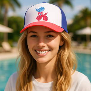 Fun Cute Balloon Dog 4th of July Trucker Hat
