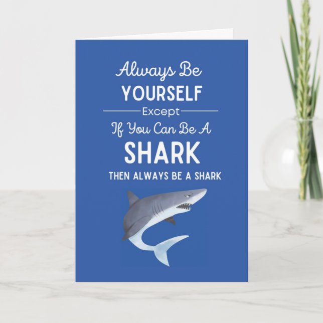 Fun Cute Blue Shark Cards For Kids Ocean Lover (Front)