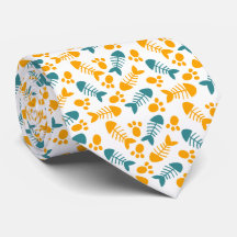 Fun, Cute Cat Paw and Fish Bone Pattern