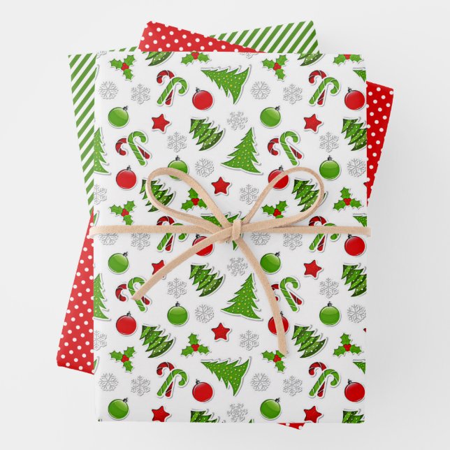 Fun Cute December Winter Holiday Season Doodles Wrapping Paper Sheet (In situ)