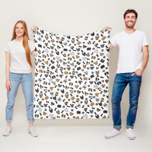 Fun Cute Dog Breeds with Bones and Paw Prints Fleece Blanket