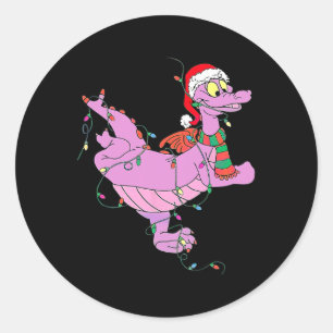 Fun Cute Dragon Figment Lights Christmas Classic Round Sticker