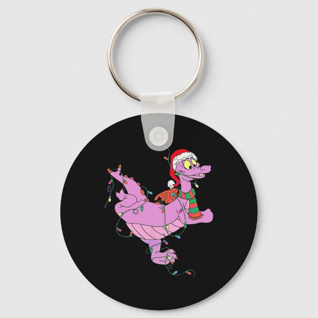 Fun Cute Dragon Figment Lights Christmas  Key Ring (Front)