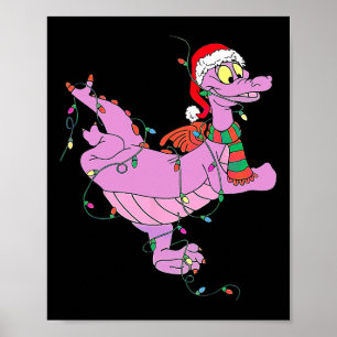 Fun Cute Dragon Figment Lights Christmas Poster