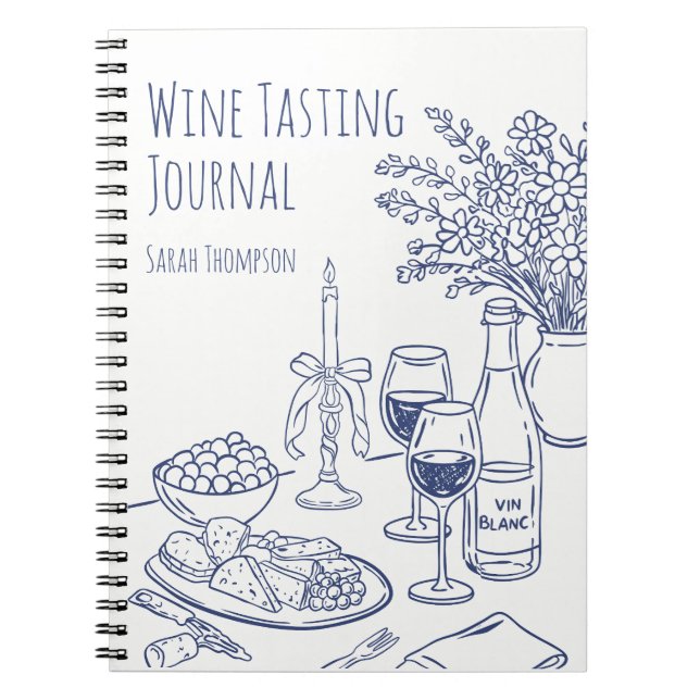 Fun Cute Drawn Personalised Wine Lover Journal (Front)