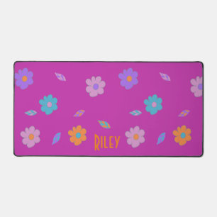Fun Cute Girls Retro Flower Desk Mat