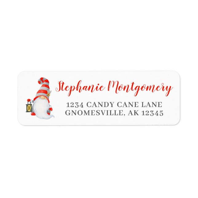 Fun Cute Gnome Christmas Return Address Label (Front)