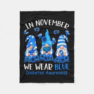 Fun Cute Gnomes Wear Blue For Type1 Diabetes Aware Fleece Blanket
