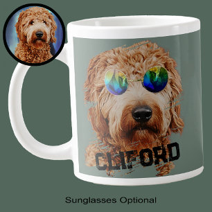 Fun Cute Goldendoodle or Your Dog Dad Lover Photo Large Coffee Mug