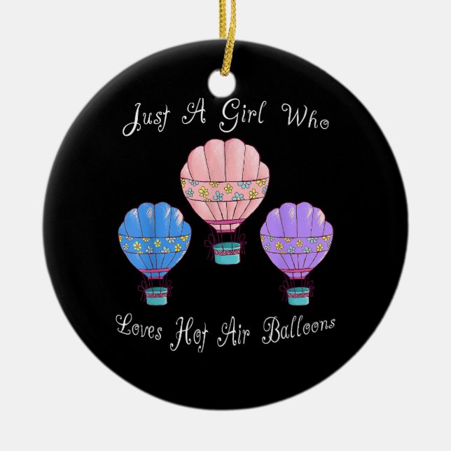 Fun Cute Hot Air Balloon Ceramic Ornament (Front)
