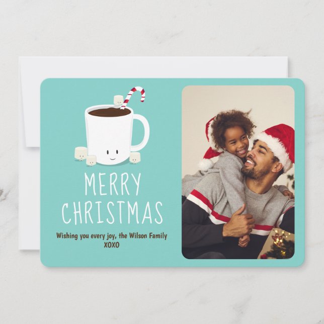 Fun Cute Hot Chocolate Photo Christmas Holiday Card (Front)