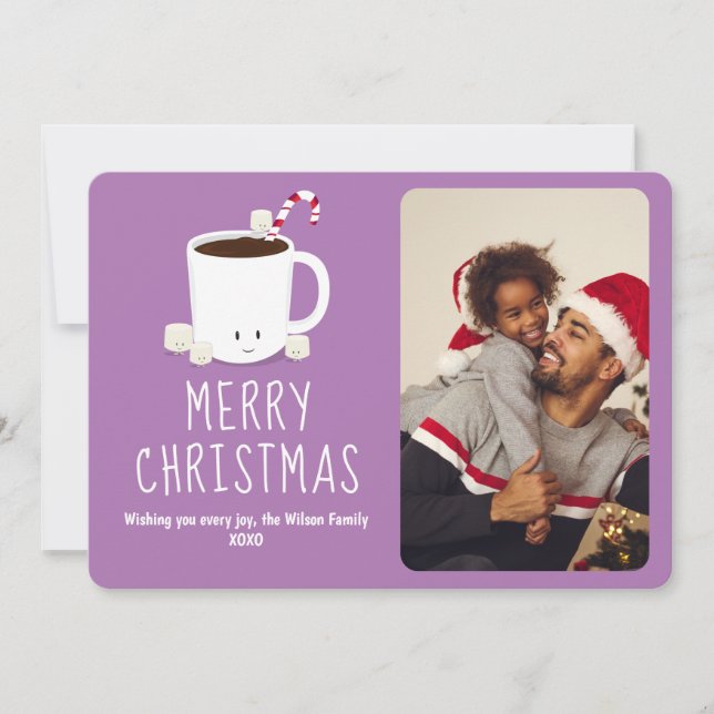Fun Cute Hot Chocolate Photo Christmas Holiday Card (Front)