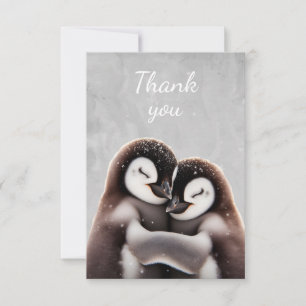 Fun Cute Hugging Penguin Bird Thanks Thank You Card