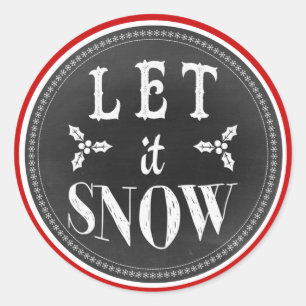 Fun Cute Let It Snow Blackboard Classic Round Sticker