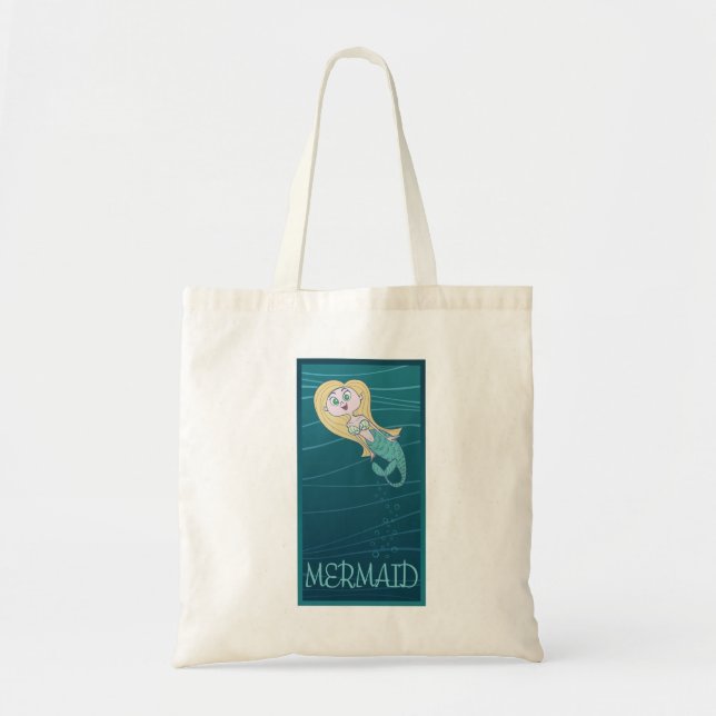 Fun & Cute Mermaid Swimming In The Sea Tote Bag (Front)
