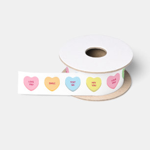 Fun cute pastel custom conversation hearts satin ribbon