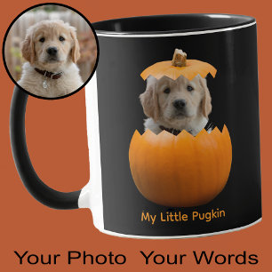 Fun Cute Personalised Halloween Pumpkin Dog Photo Mug