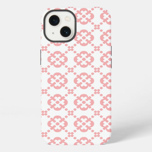 Fun Cute Pink and White Pattern iPhone Case (Back)