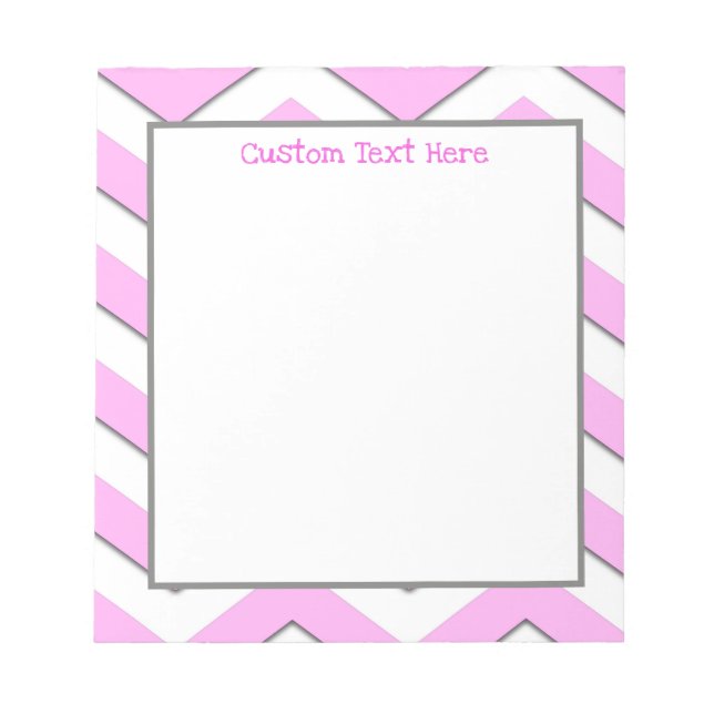 Fun Cute Pink Chevron Stripe Personalised Notepad (Front)