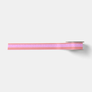 Fun Cute Pink Geometric Stripes Satin Ribbon