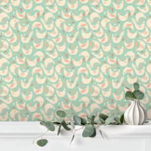 Fun Cute Pink Green Farm Chicken Wallpaper