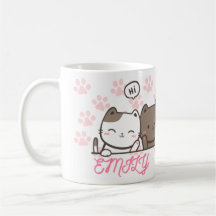 fun cute pink paws cat with your name