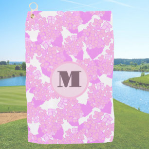 Fun Cute pink preppy floral custom monogram womens Golf Towel