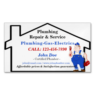 Fun Cute Plumbing Plumber Handyman Magnetic Business Card