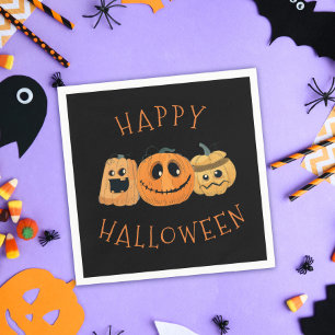 Fun Cute Pumpkin Jack O'Lanterns Halloween Party Napkin
